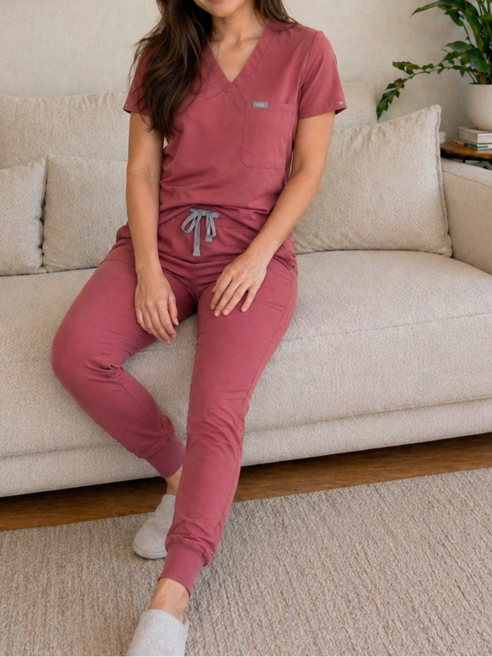 FIGS Dusty Rose Mauve Scrub Set XXS/XS Catarina Top Zamora Joggers